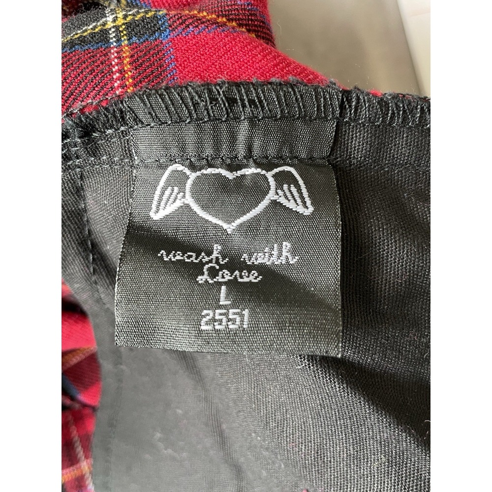 Hell Bunny Tartan Plaid Rudie Pants Womens Large Red Goth Punk Grunge Zippers - Picture 7 of 12